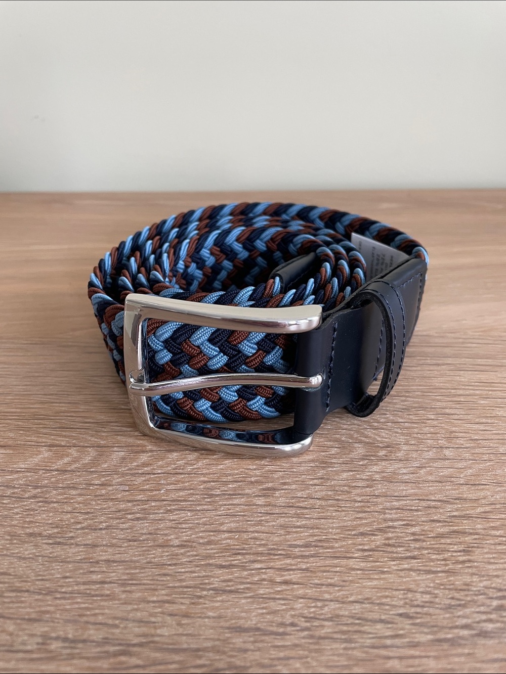 CHARLES TYRWHITT MEN’S BRAIDED WOVEN CASUAL STRETCH BELT Size 36  Leather Trim